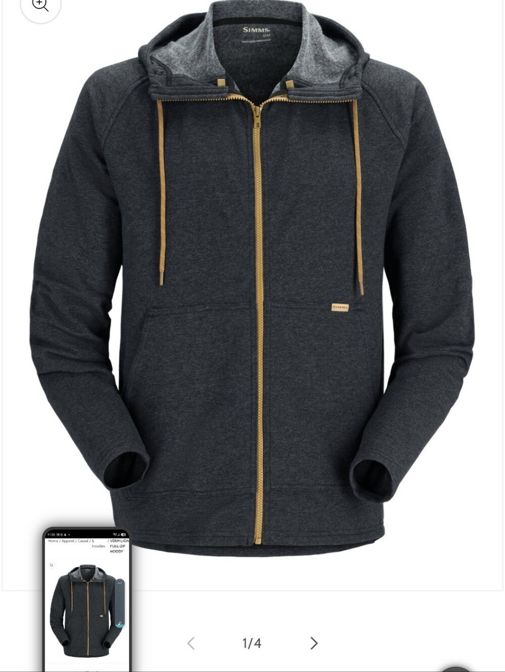 SIMMS MEN'S VERMILION FULL-ZIP HOODY XL